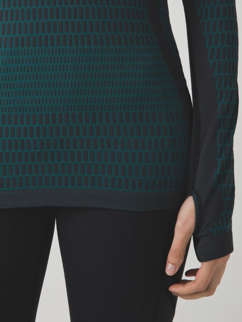 Lululemon About That Base Long Sleeve Black / Forage Teal 2-4 - Picture 4 of 8